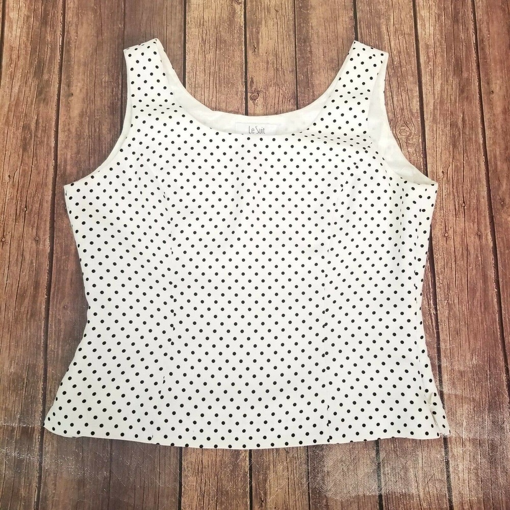 Le Suit White Polka Dot Tank Top